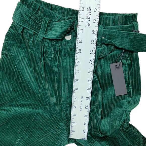 Blank NYC Pants Women’s 25 Green Good to Go Corduroy Straight High Waisted Belt - Picture 6 of 11